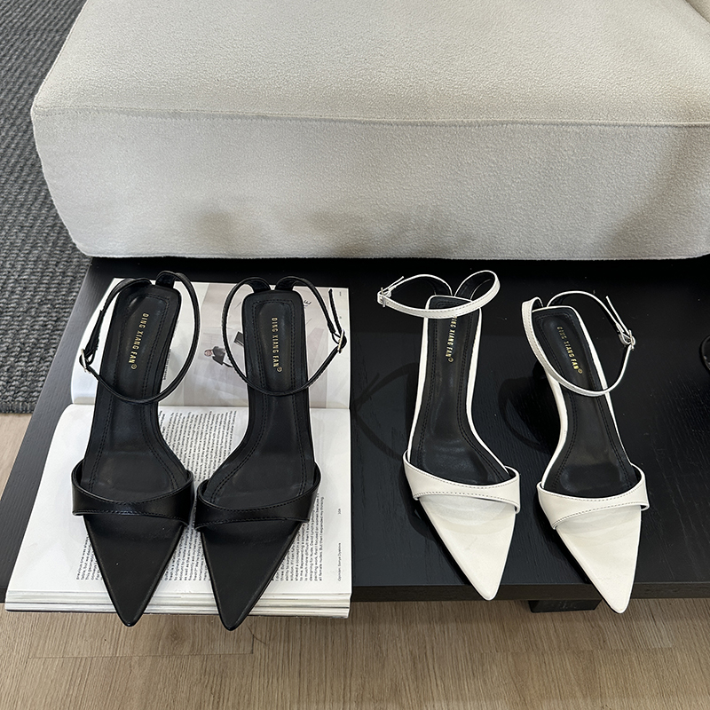 2024 New Women's Simple Design Elegant Comfortable Mid Heel Open Toe Ankle Strap Sandals