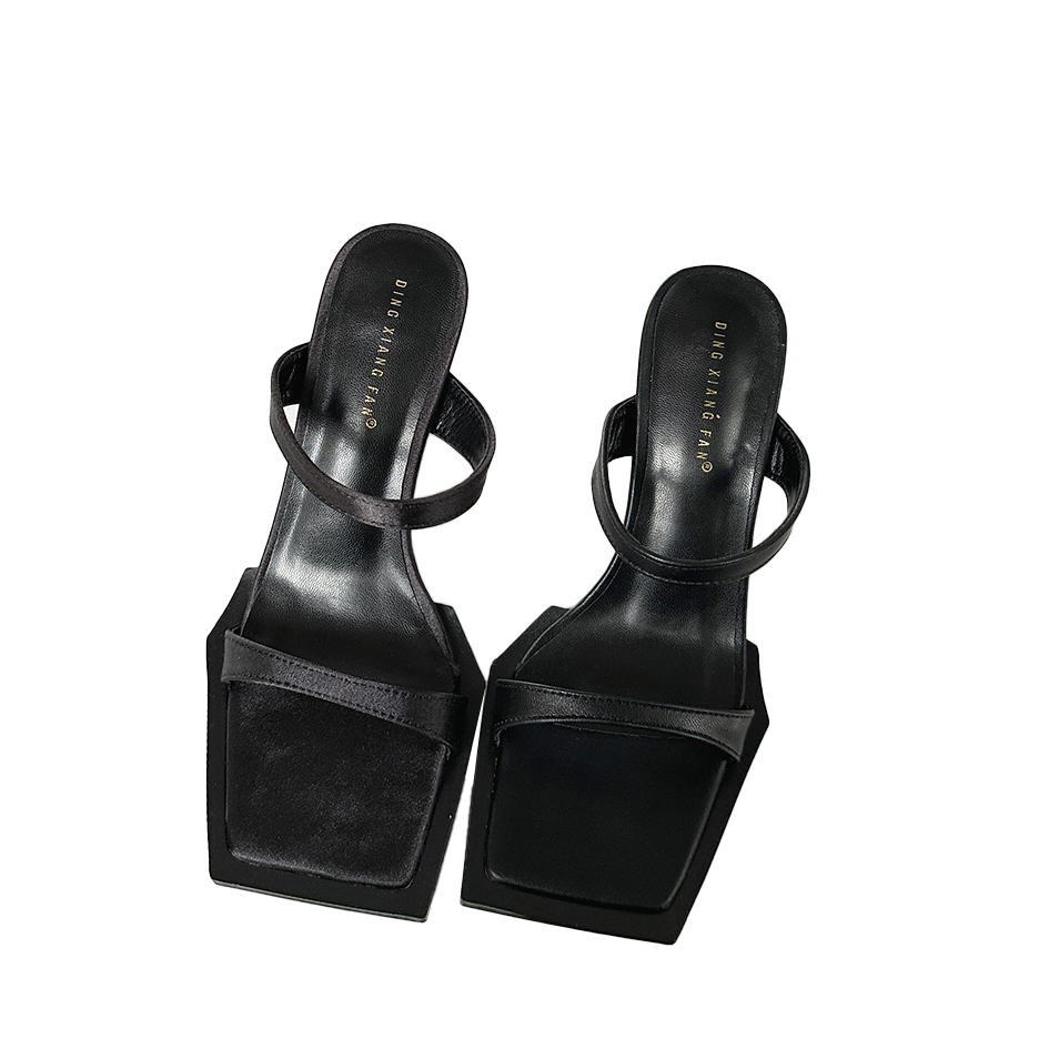 2024 Summer New European American Style Fashion Thin Heel Sandals Simple One-Strap Show Legs Open Toe High Heels - Image 5