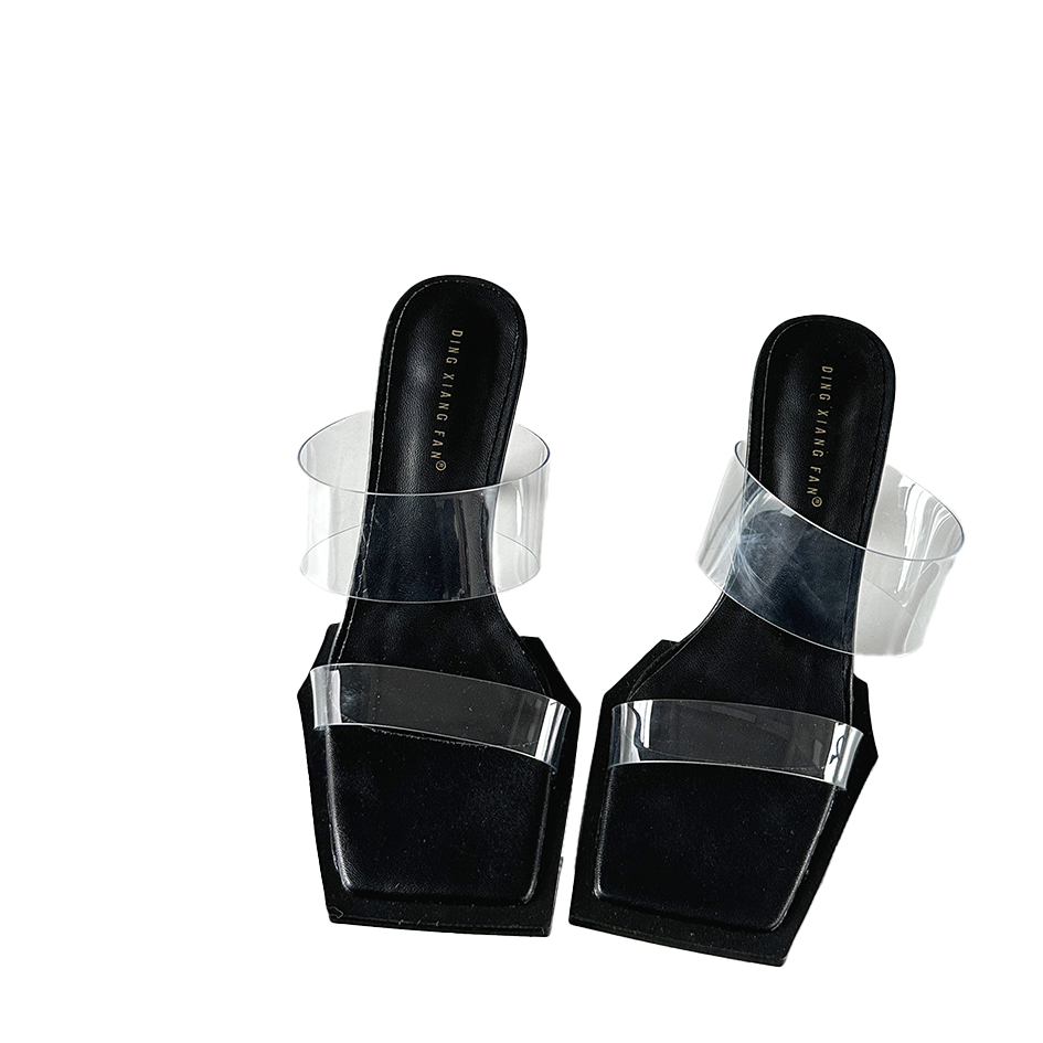 2024 Summer Women's European American Style Fashion Simple High Heel Sandals Comfortable Versatile One-Band Thin Heel Slippers - Image 5