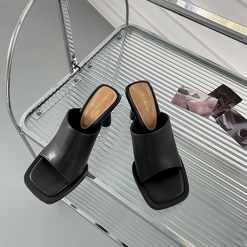 2024 European and American Style New High Heel Sandals Fashion Versatile Square Toe Summer Open Toe Women's Shoes - Image 4