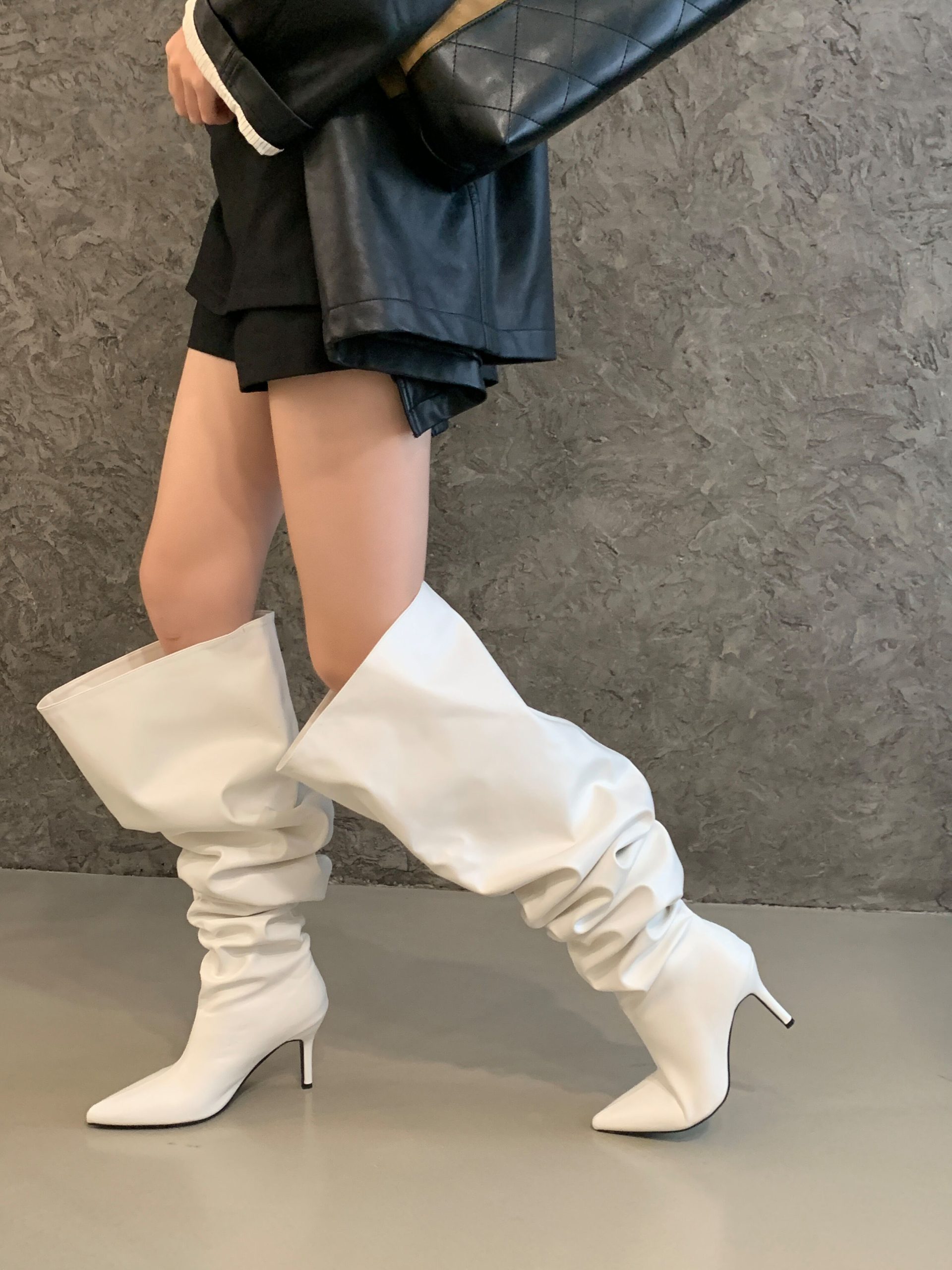 BUBUFLY Women's Over Knee High Heel Pointed Toe Slouch Boots Thin Heel Wide Calf Plus Size Camo Print Fashion Boots