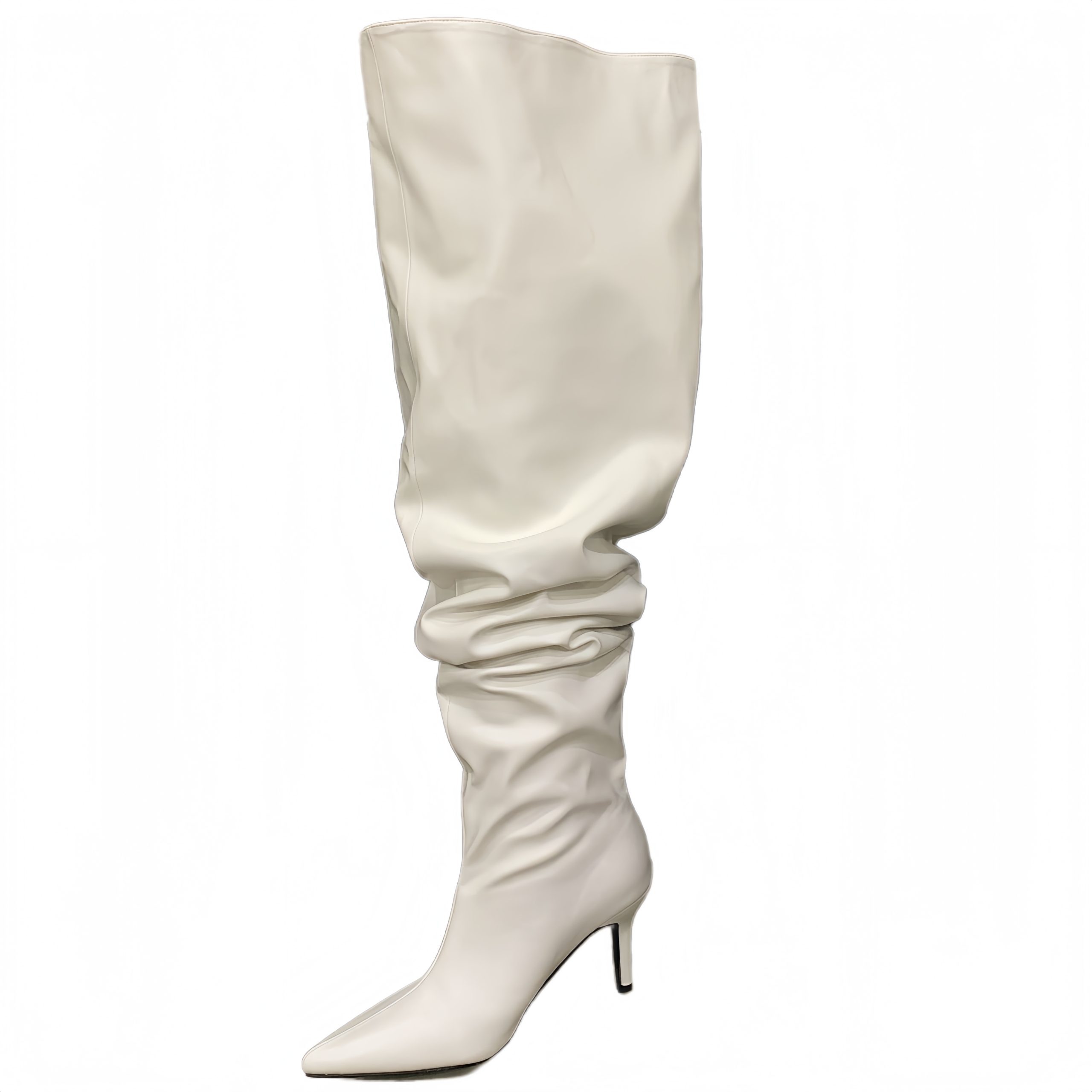 BUBUFLY Women's Over Knee High Heel Pointed Toe Slouch Boots Thin Heel Wide Calf Plus Size Camo Print Fashion Boots - Image 5