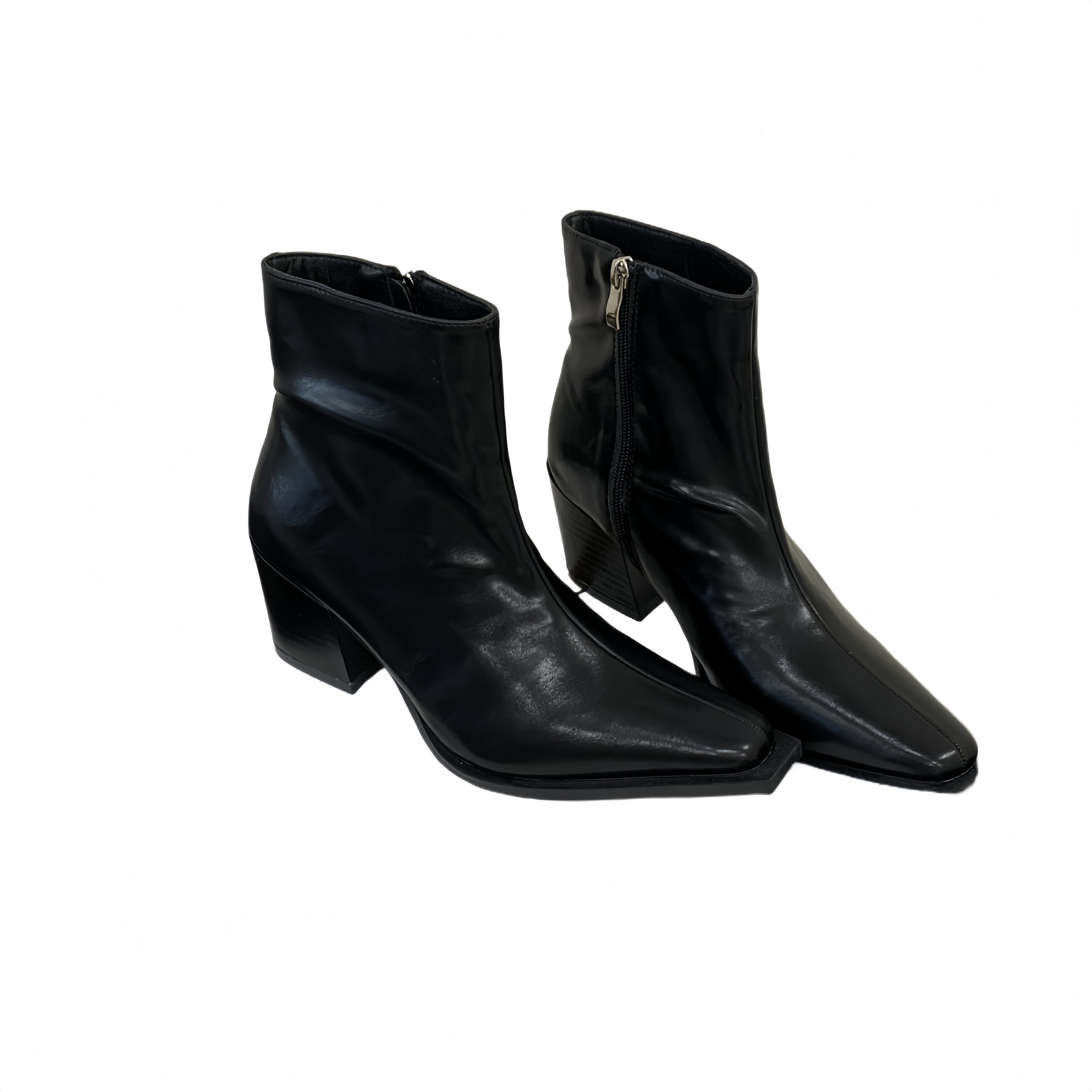 BUBUFLY Women's French Square Toe Chunky Heel Stretch Suede Ankle Boots Casual High Heel Short Boots - Image 5