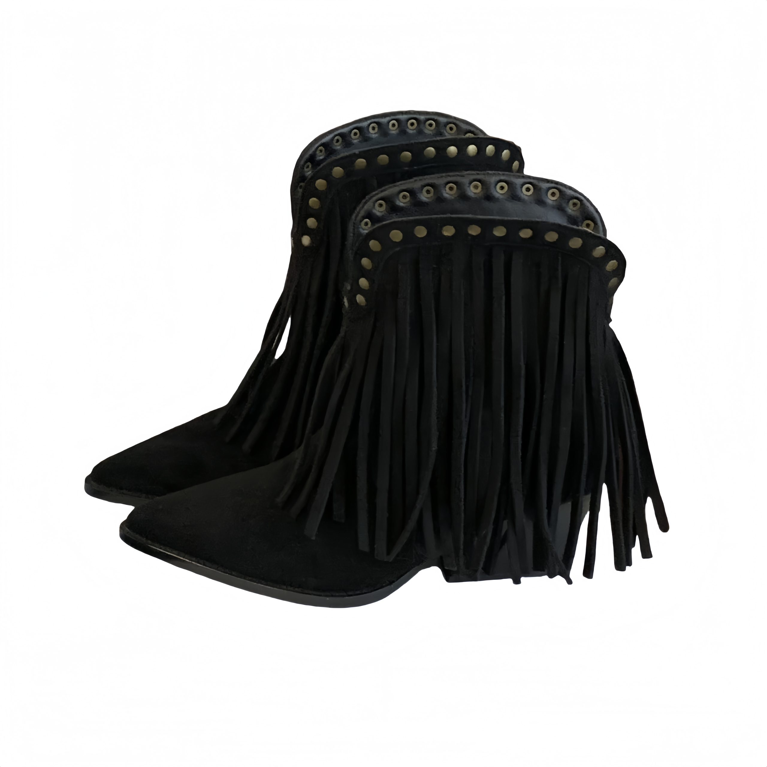 2025 New Suede Fringe Pointed Toe Chunky Heel Martin Boots V-Shaped Slim Fit Cowgirl Boots Short Boots - Image 5