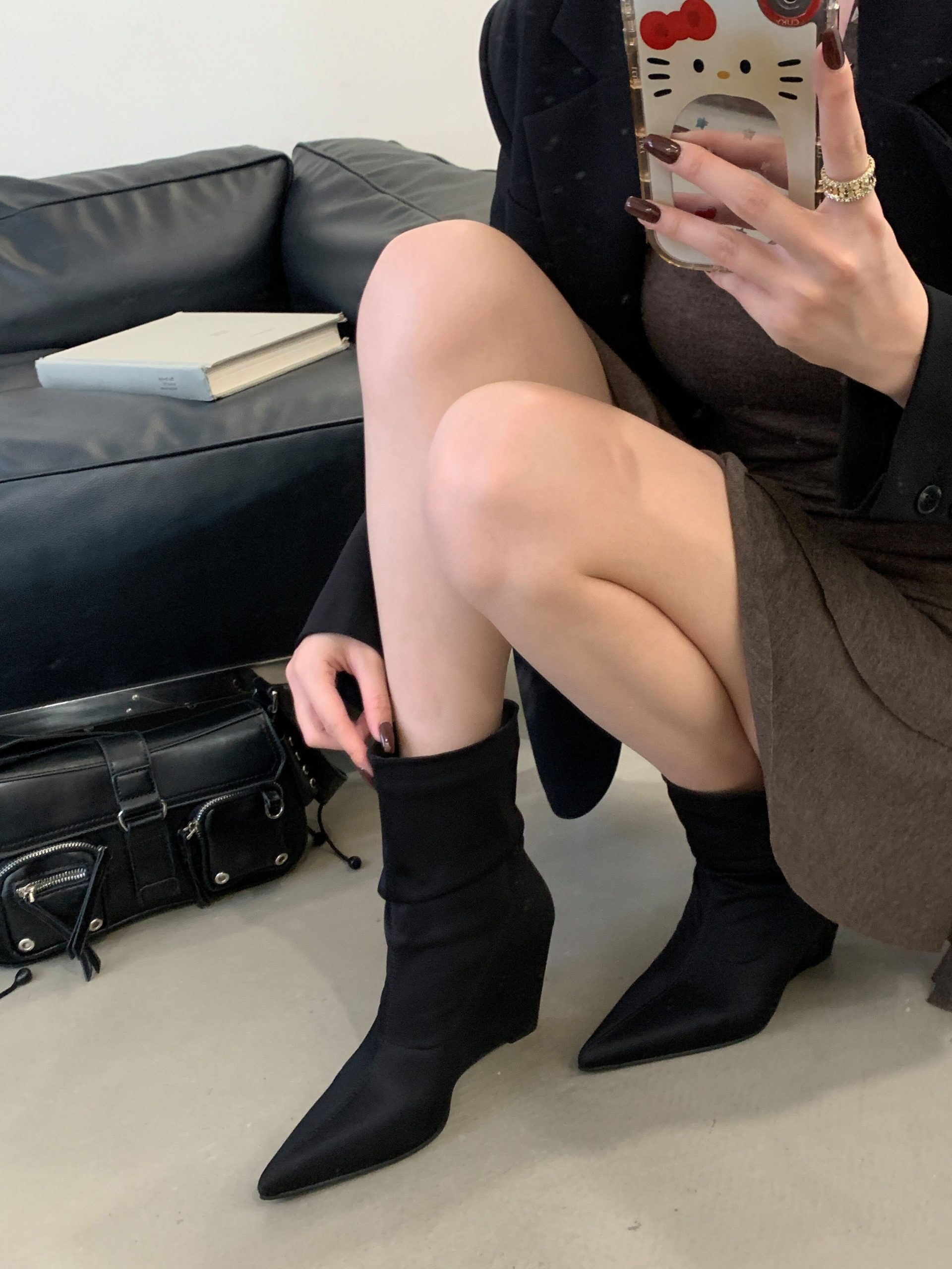 BUBUFLY Women's Pointed Toe Platform Boots - Faux Leather Chunky Heel Short Boots for Fall 2025 - Image 4
