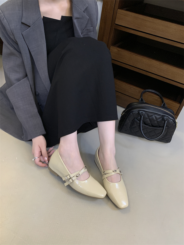 French Style Women's Mary Jane Shoes with Inner Height Increase, Square Toe, One-Strap Buckle, Comfortable Daily Low Heel Shoes - Image 3