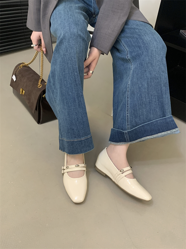 French Style Women's Mary Jane Shoes with Inner Height Increase, Square Toe, One-Strap Buckle, Comfortable Daily Low Heel Shoes - Image 4