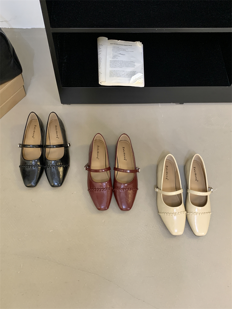 French Square Toe Mary Jane Shoes for Women 2026 Spring Soft Sole Inner Height Increase Low Heel