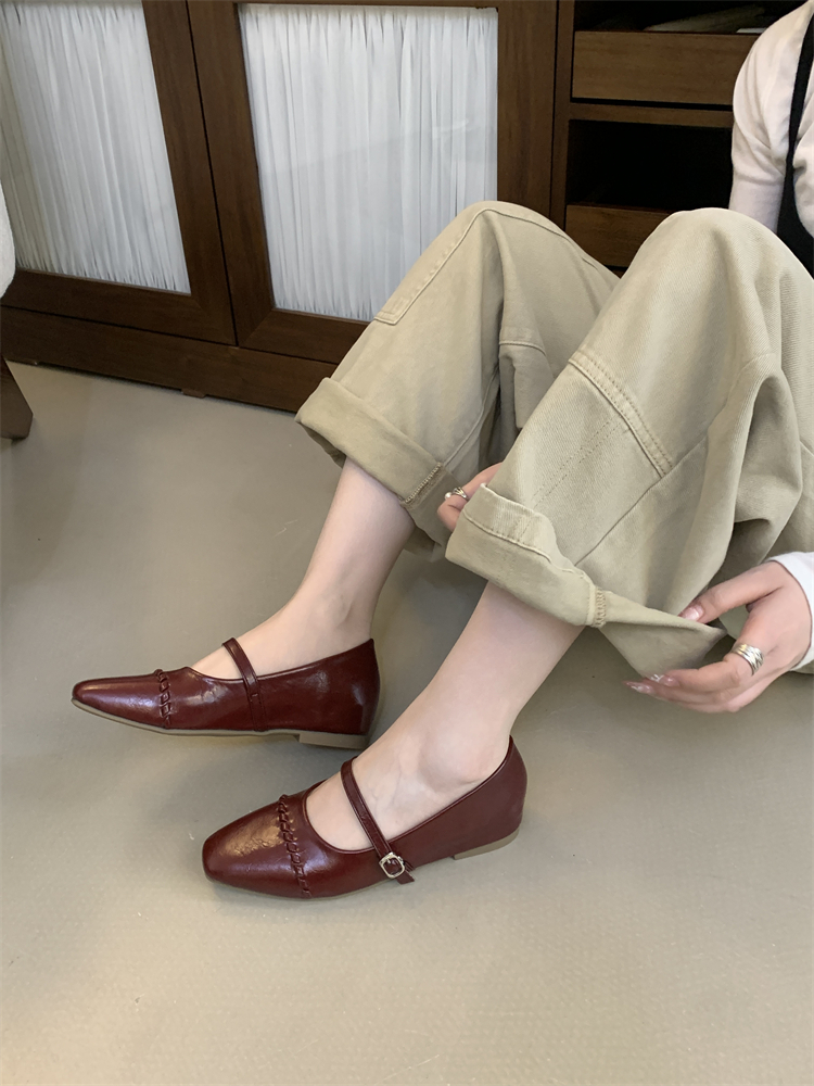 French Square Toe Mary Jane Shoes for Women 2026 Spring Soft Sole Inner Height Increase Low Heel - Image 3