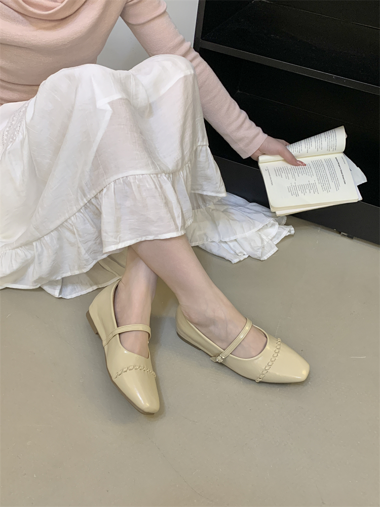 French Square Toe Mary Jane Shoes for Women 2026 Spring Soft Sole Inner Height Increase Low Heel - Image 4