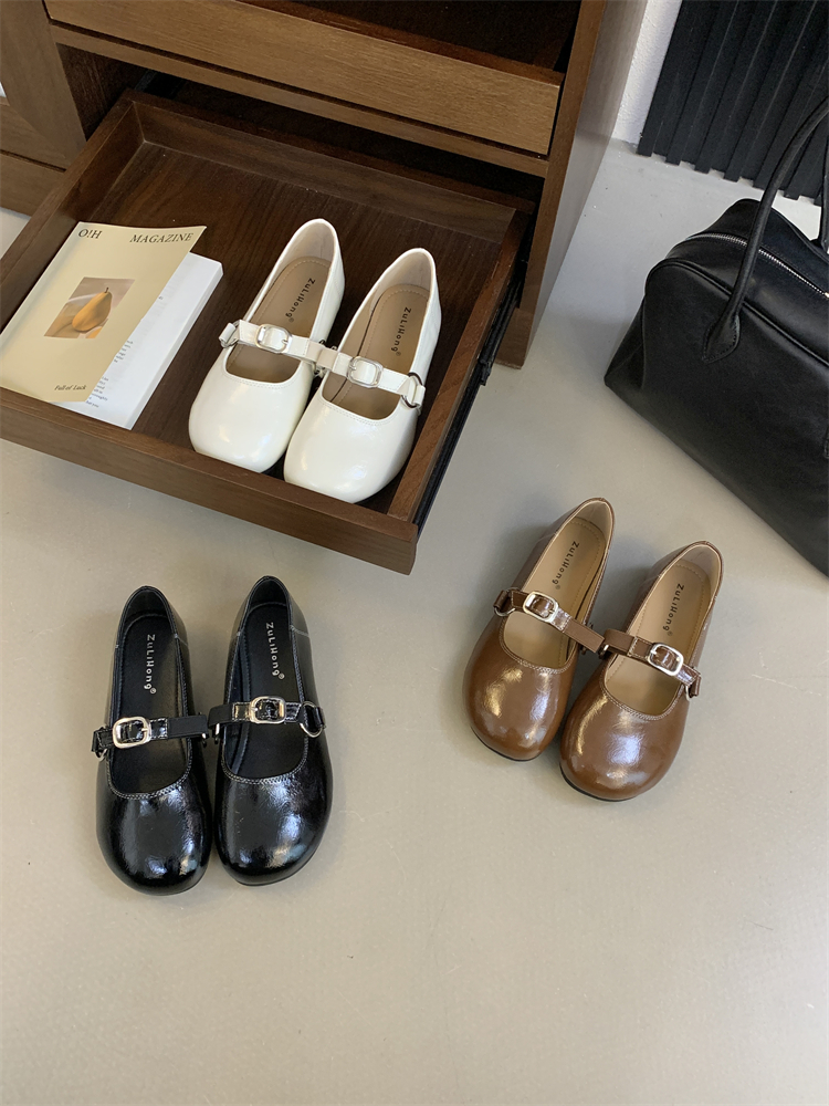 2026 Spring Autumn New Mary Jane Flat Shoes for Women French Retro Round Toe Soft Sole PU Leather