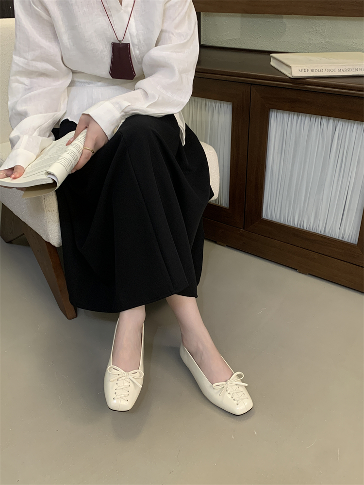 French Style Height Increasing Ballet Flats for Women Bow Square Toe Slip On Casual Shoes - Image 4