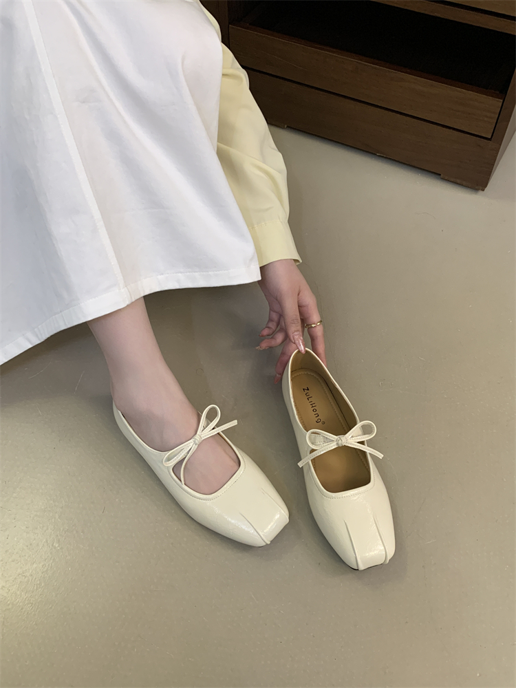 2025 New Style Inner Height Ballet Mary Jane Shoes for Women, French Square Toe Low Cut, Cream White Black Wine Red - Image 4