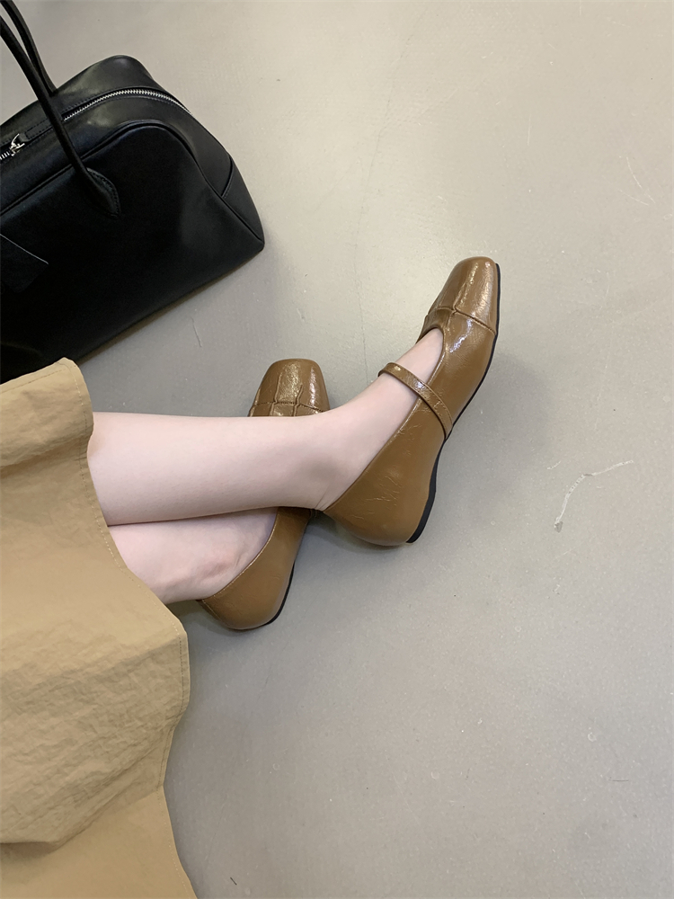 Retro Square Toe Mary Jane Shoes for Women - Comfortable Low Heel Ballet Flats with Hidden Wedge, Versatile Daily Wear - Image 3