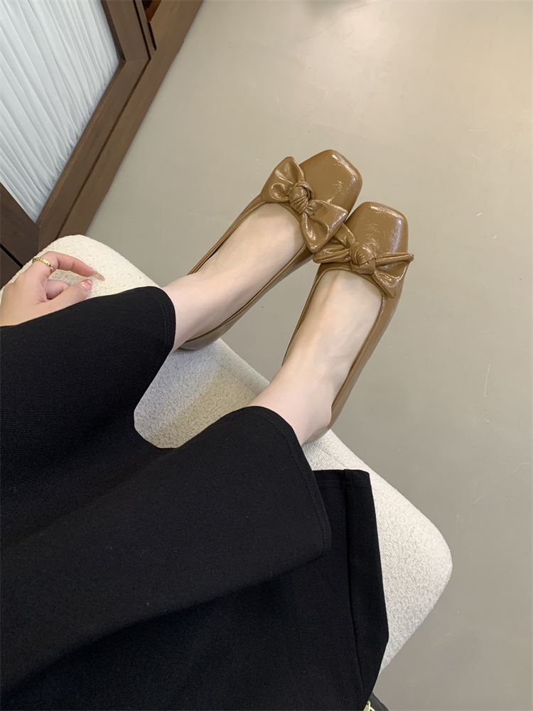 Bow Square Toe Mary Jane Shoes for Women 2026 Spring Autumn New Soft Sole Hidden Heel Low Top Slip On - Image 3