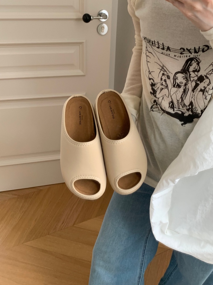 Women's 2026 Summer Thick Sole Fish Mouth Slippers with PU Lining and Rubber Sole - Image 3